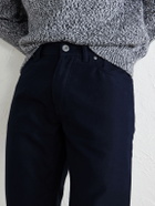 Brioni - Straight-Leg Cotton-Moleskin Trousers - Blue