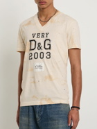 DOLCE & GABBANA - Destroyed Cotton V Neck T-shirt