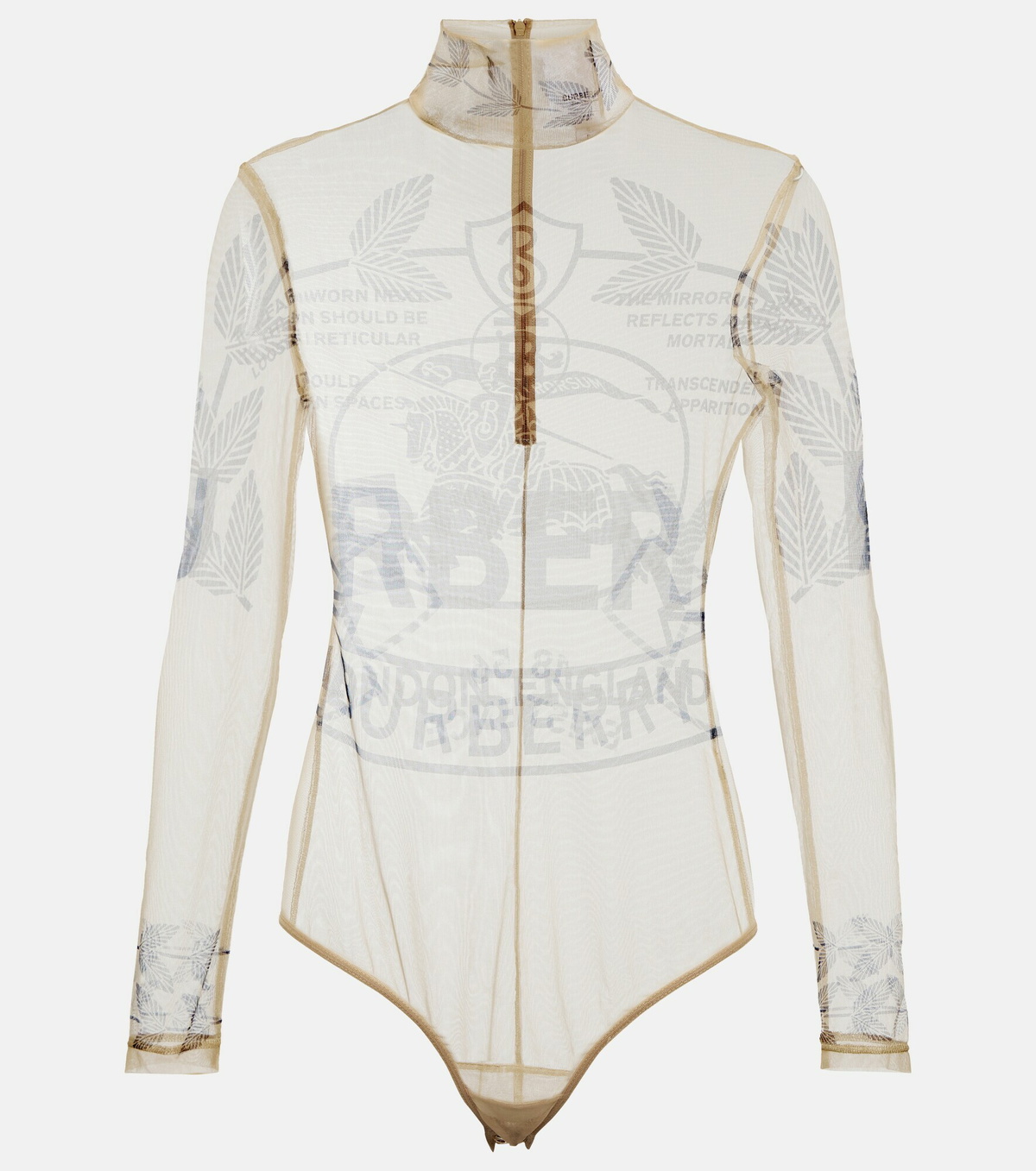 Burberry - Printed mesh mockneck bodysuit