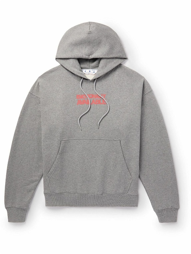 Photo: Off-White - Arrow Printed Cotton-Jersey Hoodie - Gray