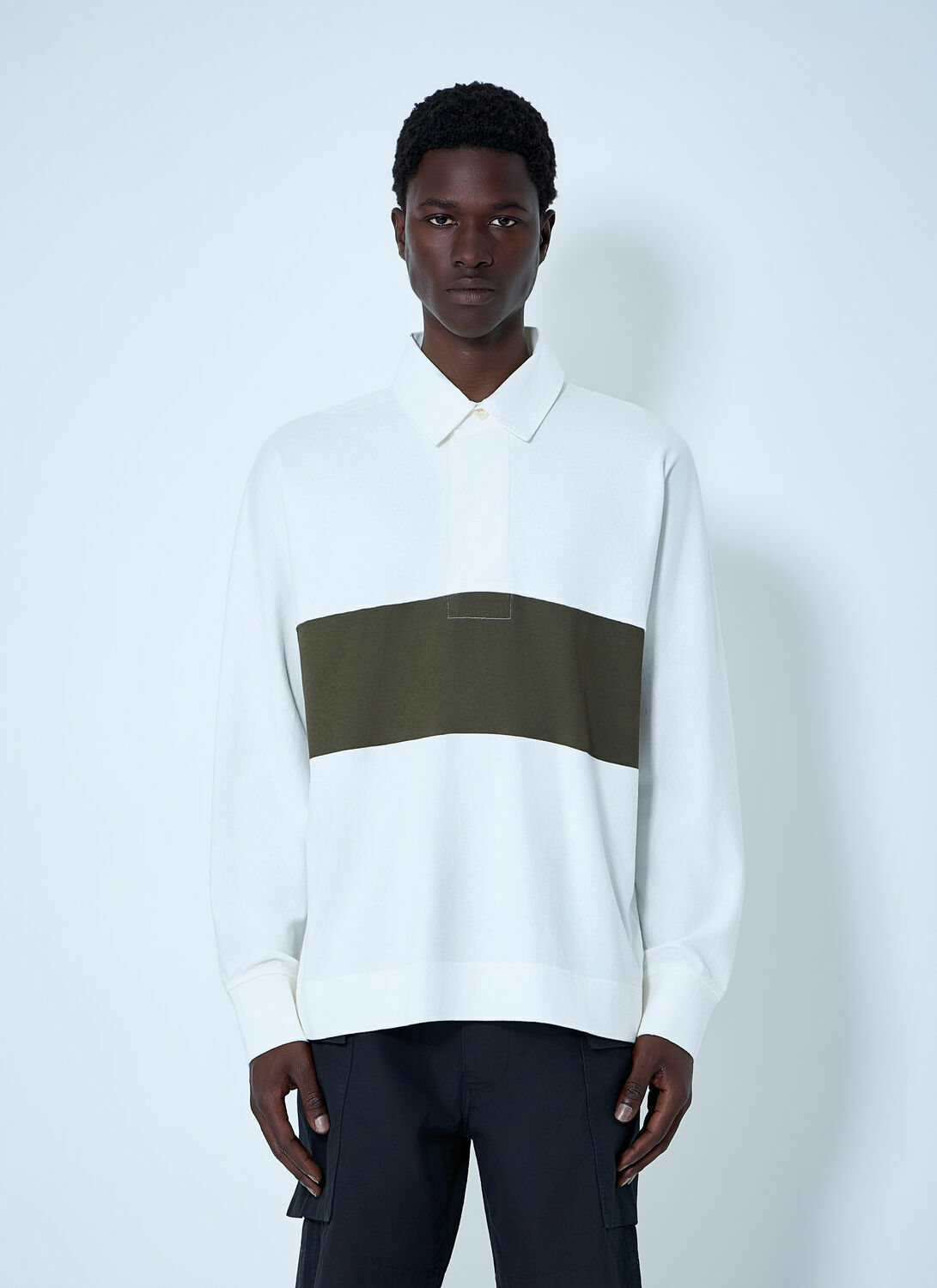 Margaret Howell Panelled Long Sleeve Polo Shirt