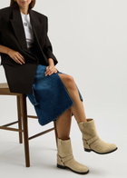 Loewe Campo Brushed Suede Biker Boots Cream