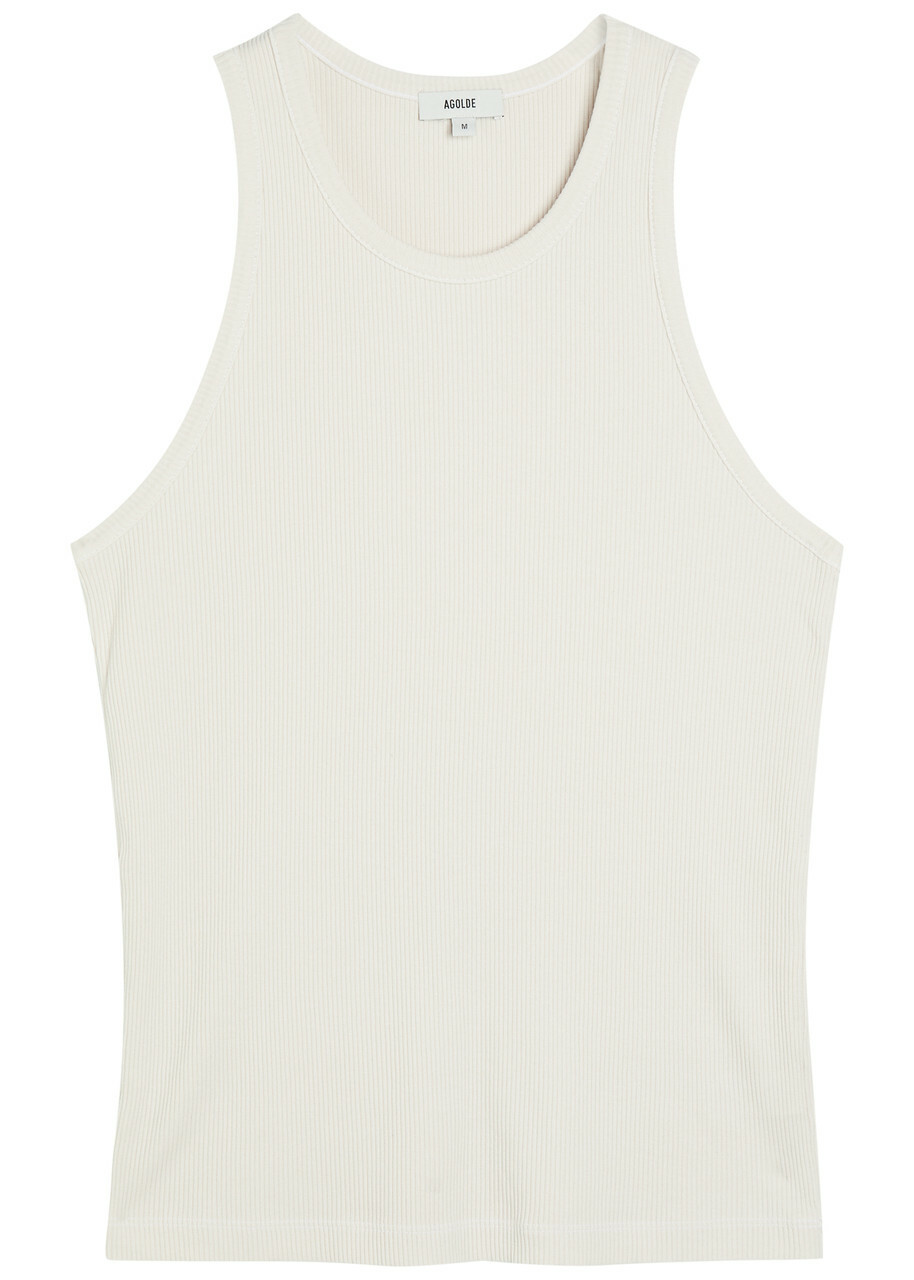 Agolde Viggo Ribbed Cotton Tank top Light Grey