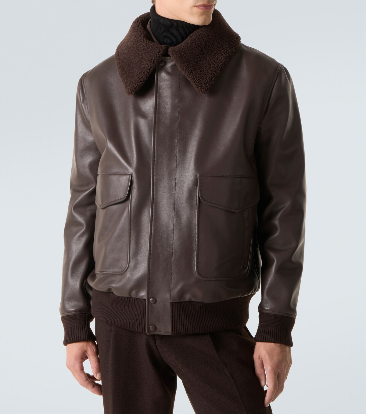 Gabriela Hearst Shearling-trimmed leather bomber jacket