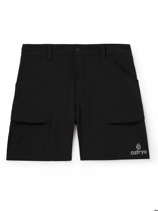Photo: OSTRYA - Yarrow Straight-Leg Logo-Print Tech-Shell Hiking Shorts - Black