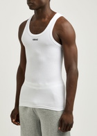Versace Logo-embroidered Stretch-cotton Vest White And Black