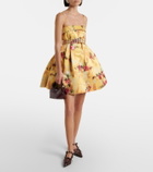 Ganni Pleated printed satin minidress