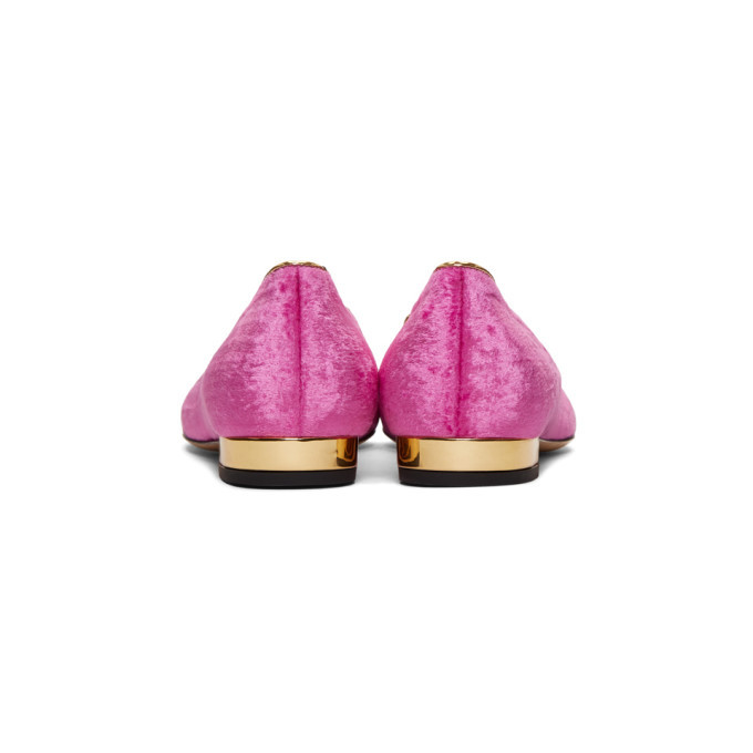 Charlotte Olympia Pink Velvet Peaceful Kitty Loafers Charlotte Olympia