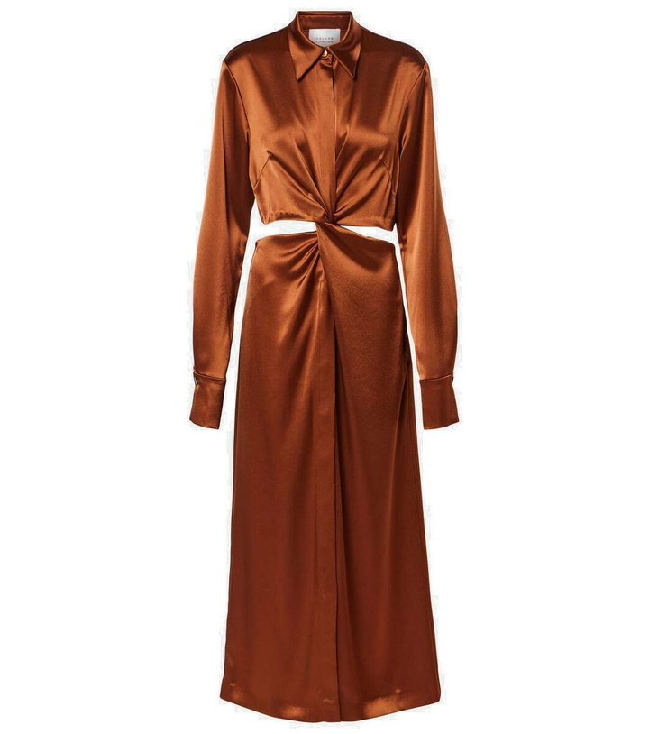 Photo: Galvan Hock gathered satin midi dress