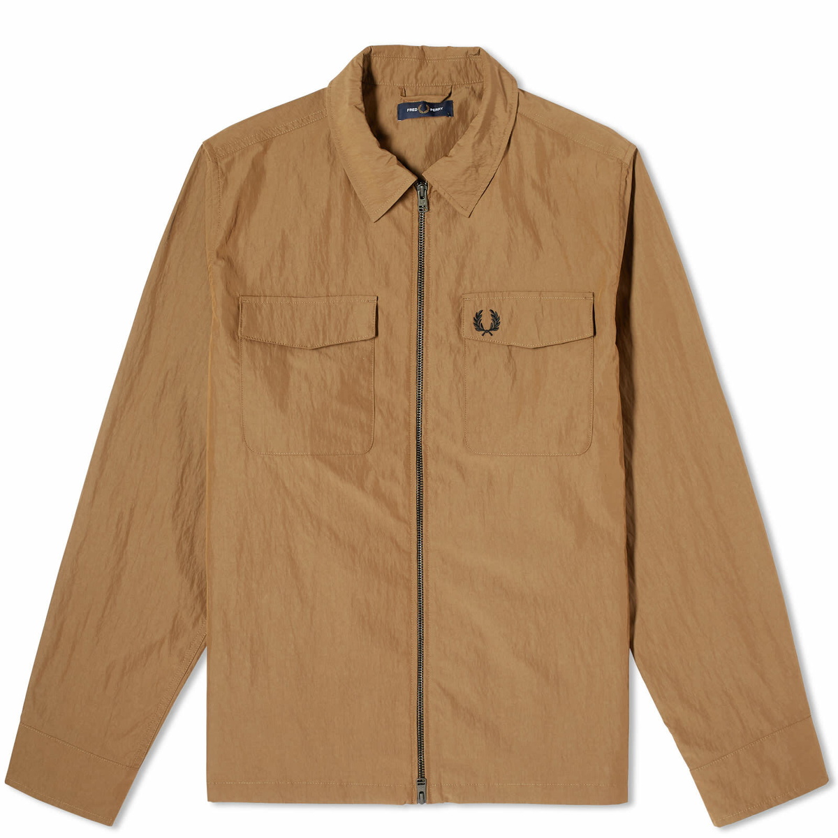 Fred Perry Men's Zip Overshirt in Shaded Stone Fred Perry