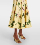 Oscar de la Renta Floral cotton-blend poplin midi skirt