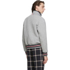 Thom Browne Grey Wool Pique Funnel Zip-Up Jacket