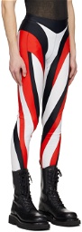 Mugler White & Red Spiral Leggings