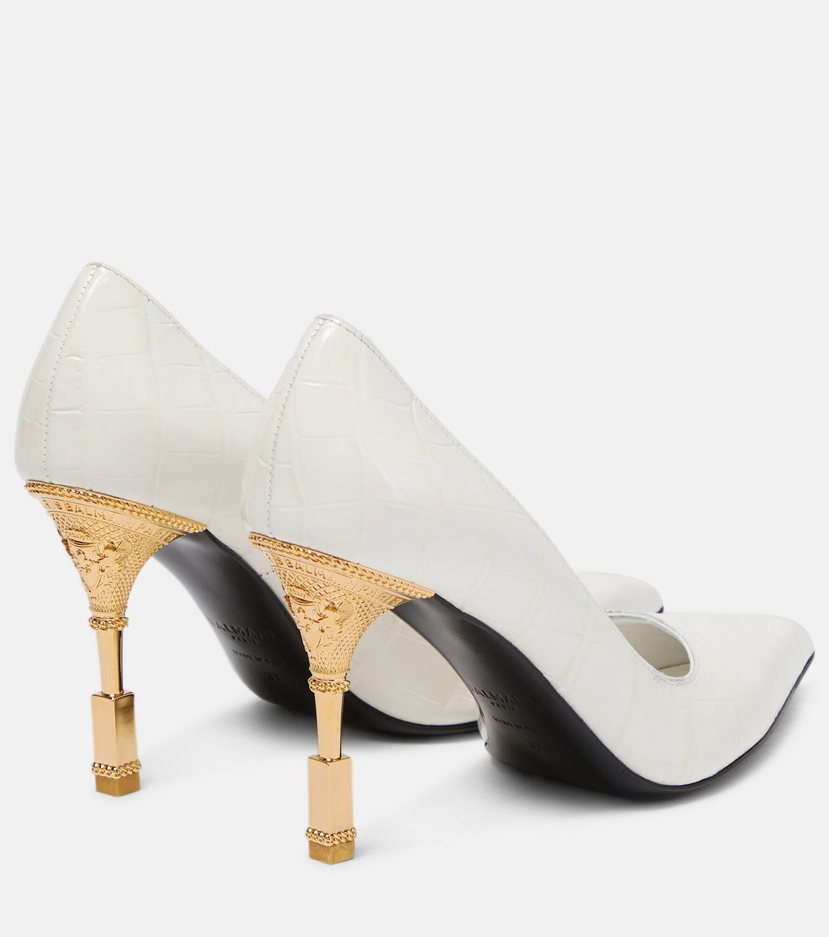 Balmain - Moneta croc-effect leather pumps Balmain