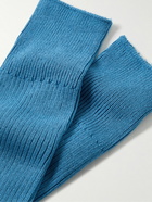 Anonymous Ism - Brilliant Ribbed-Knit Socks - Blue