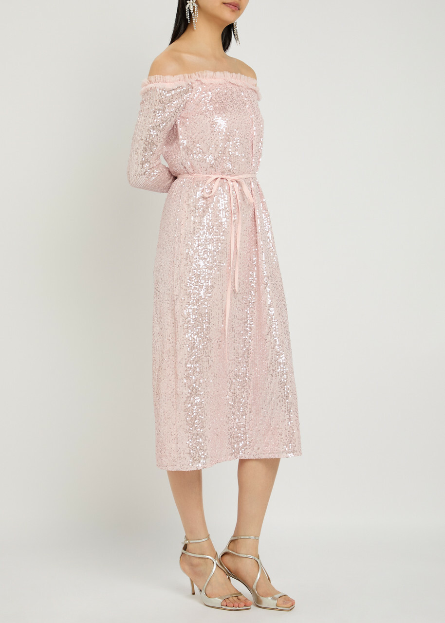 Needle & Thread Esme Sequin-embellished Tulle Midi Dress Light Pink
