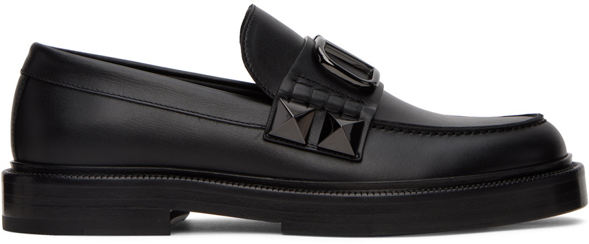 Valentino Garavani Black Stud Sign Loafers Valentino Garavani