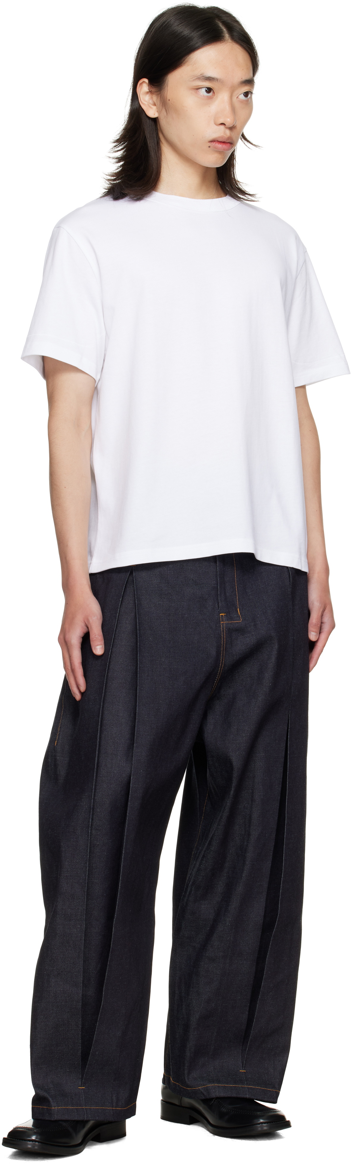 SAGE NATION Navy Box Pleat Jeans