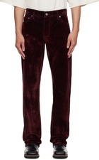 COÛT DE LA LIBERTÉ Burgundy Rafa Stretch Suede Denim Straight Leg Jeans