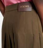 Loewe Leather-trimmed cotton-blend wrap skirt