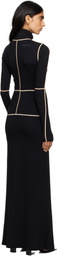 MM6 Maison Margiela Black Taped Seam Maxi Dress