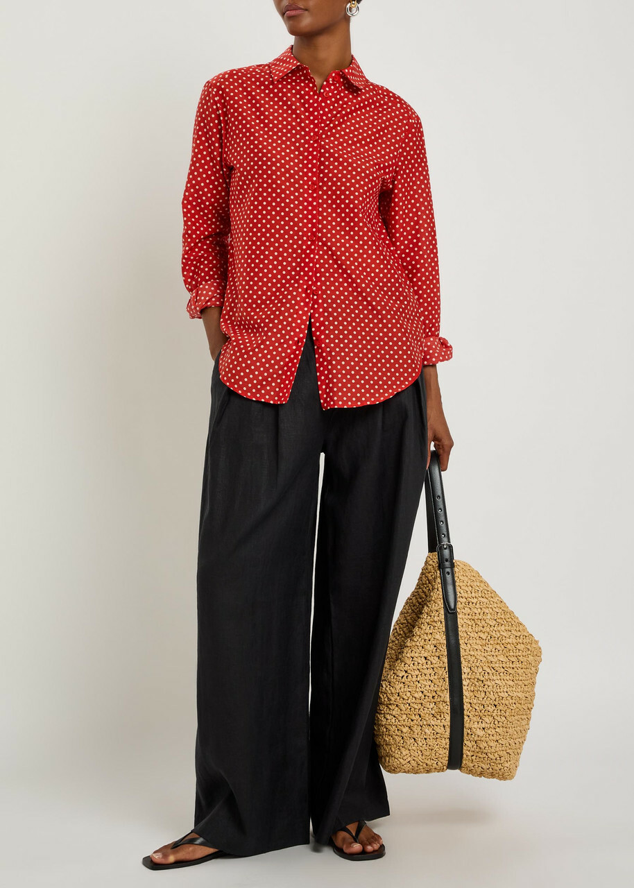 Matteau Polka dot Cotton and Silk-blend Shirt Red