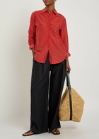 Matteau Polka dot Cotton and Silk-blend Shirt Red
