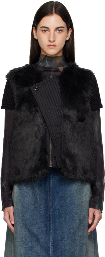 Photo: Andersson Bell Black Curved Placket Reversible Faux-Fur Vest