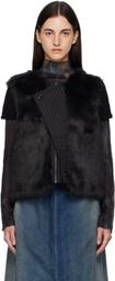 Andersson Bell Black Curved Placket Reversible Faux-Fur Vest