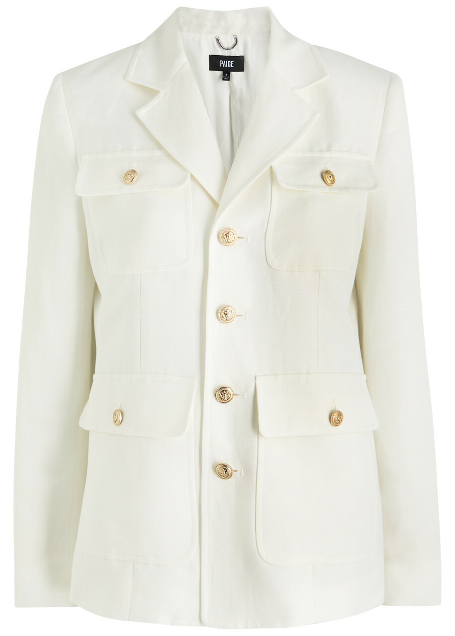 Paige Reign Linen-blend Blazer White