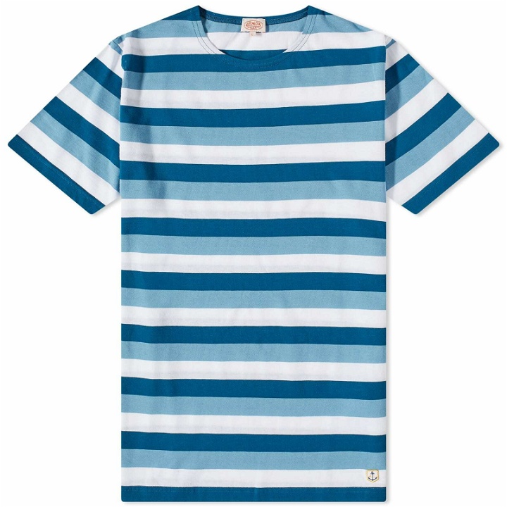 Photo: Armor-Lux Men's Stripe T-Shirt in White/Blue