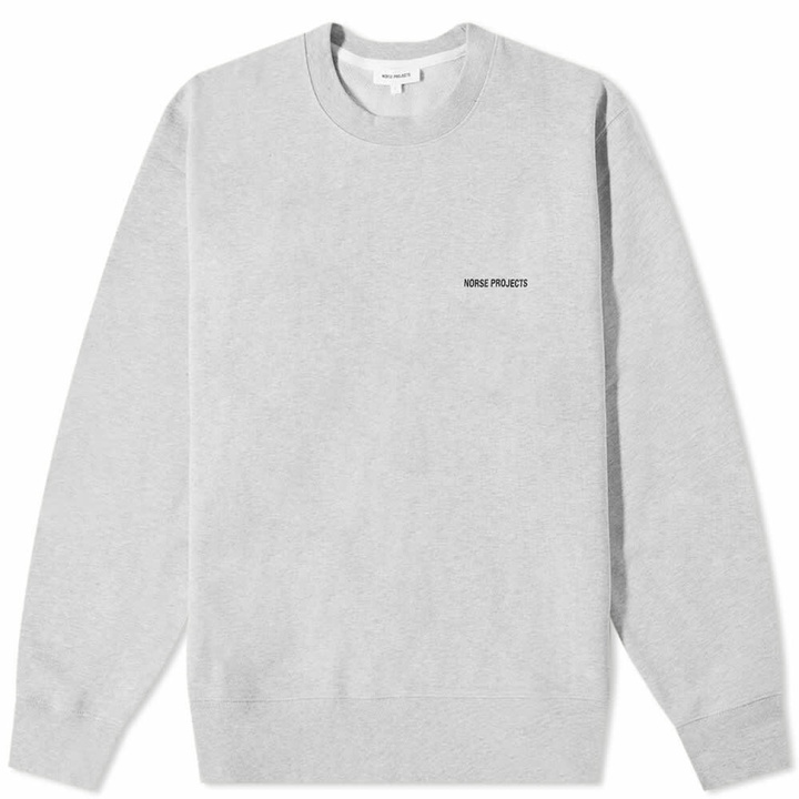 Photo: Norse Projects Men's Arne Logo Crew Sweat in Light Grey Melange