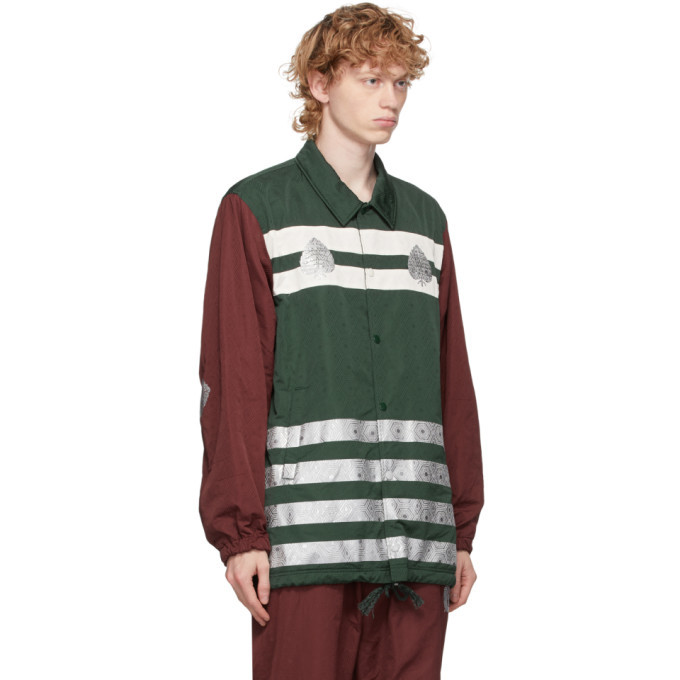 Undercover Green and Burgundy Graphic Pattern Jacket Undercover