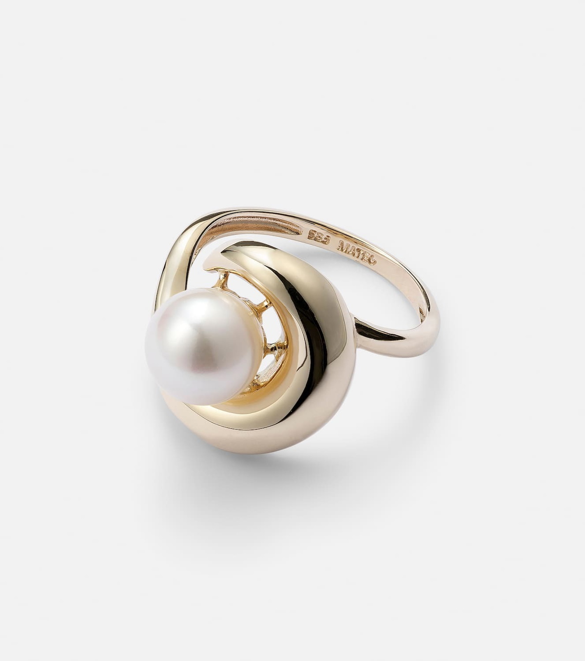 Mateo Pearl Curl 14kt gold ring with freshwater pearl