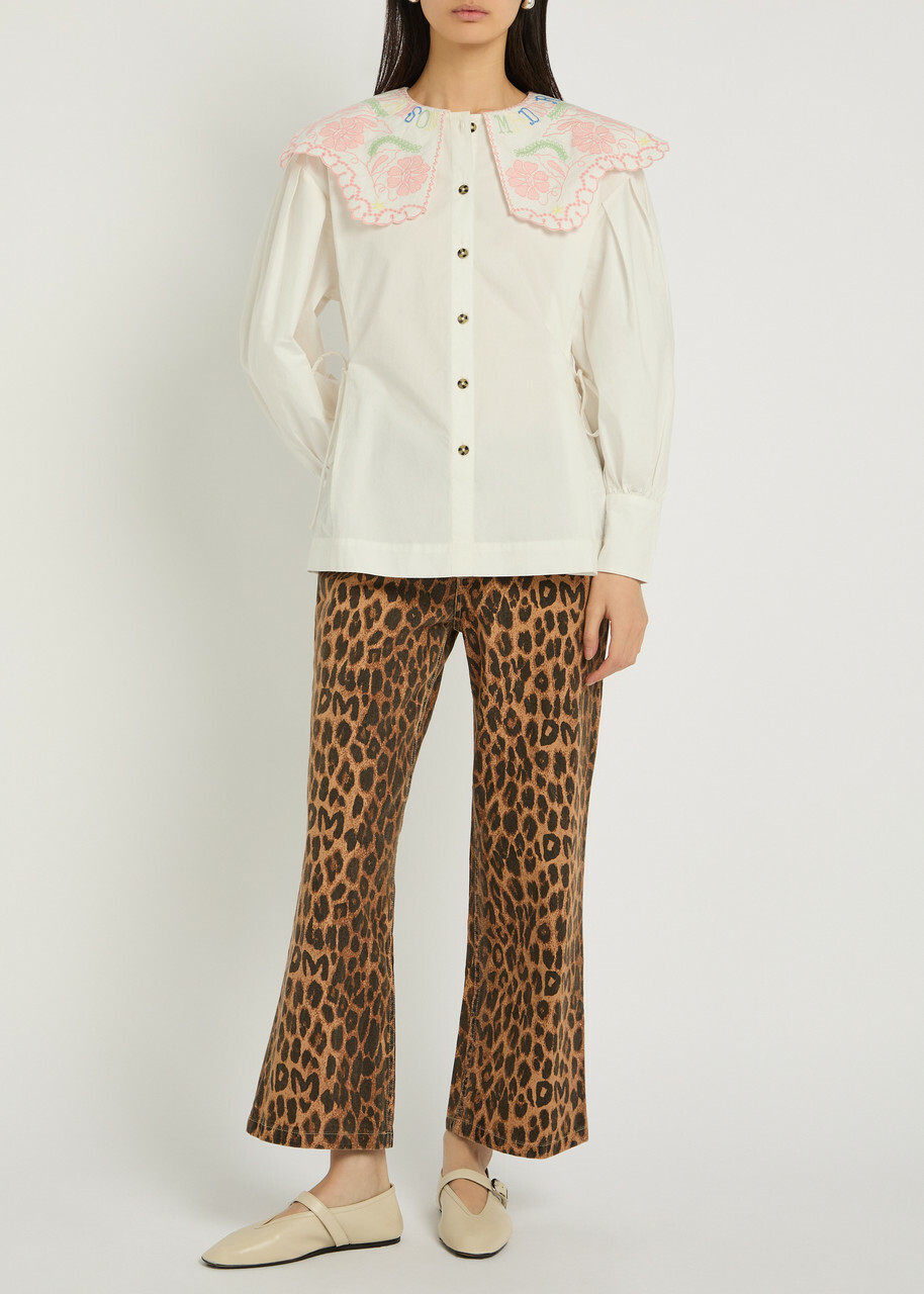 Damson Madder Valentina Embroidered Cotton-poplin Blouse White