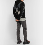 Off-White - Printed Brushed Mohair-Blend Zip-Up Hoodie - Black