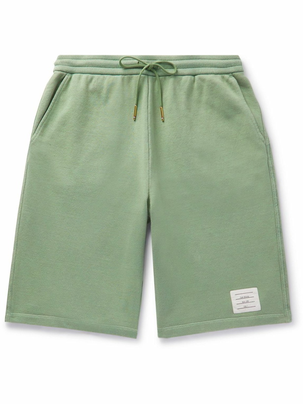 Photo: Thom Browne - Garment Dyed Wide-Leg Loopback Cotton-Jersey Shorts - Green