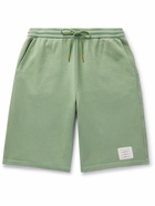 Thom Browne - Garment Dyed Wide-Leg Loopback Cotton-Jersey Shorts - Green