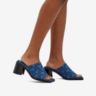Marine Serre Women's Regenerated Deadstock Denim Mule Shoes in Blue Laser/Wash