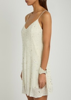 Staud Emily Embellished Mesh Mini Dress Ivory