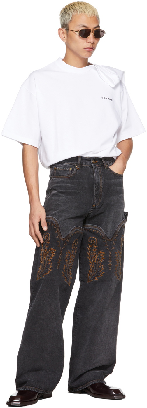 Y/Project Black Cowboy Cuff Jeans