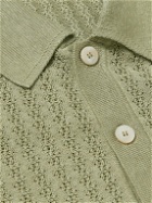 PIACENZA 1733 - Pointelle-Knit Silk and Linen-Blend Shirt - Green