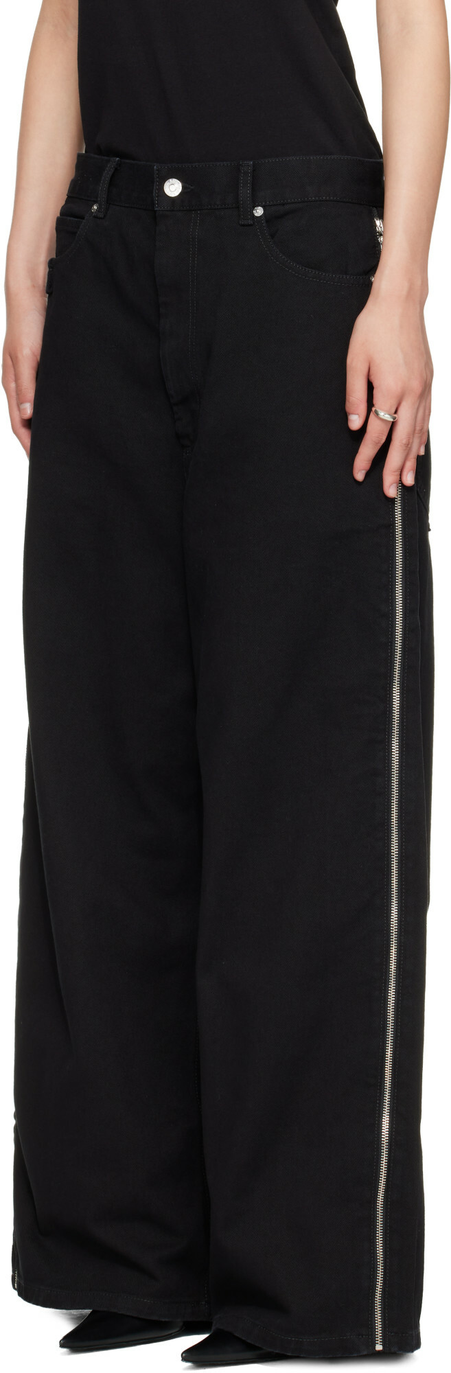 LU'U DAN Black Side Zip Jeans