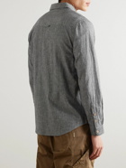 Folk - Button-Down Collar Pinstriped Cotton and Linen-Blend Shirt - Black