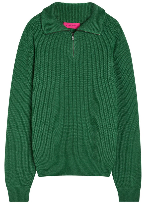 Photo: The Elder Statesman Clemente Half-zip Ribbed Cashmere Jumper Dark Green