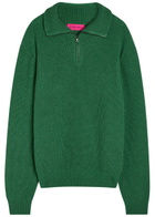 The Elder Statesman Clemente Half-zip Ribbed Cashmere Jumper Dark Green