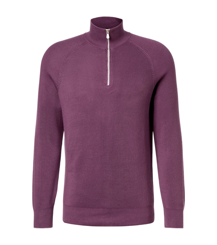 Photo: Brunello Cucinelli Ribbed-knit cotton half-zip sweater