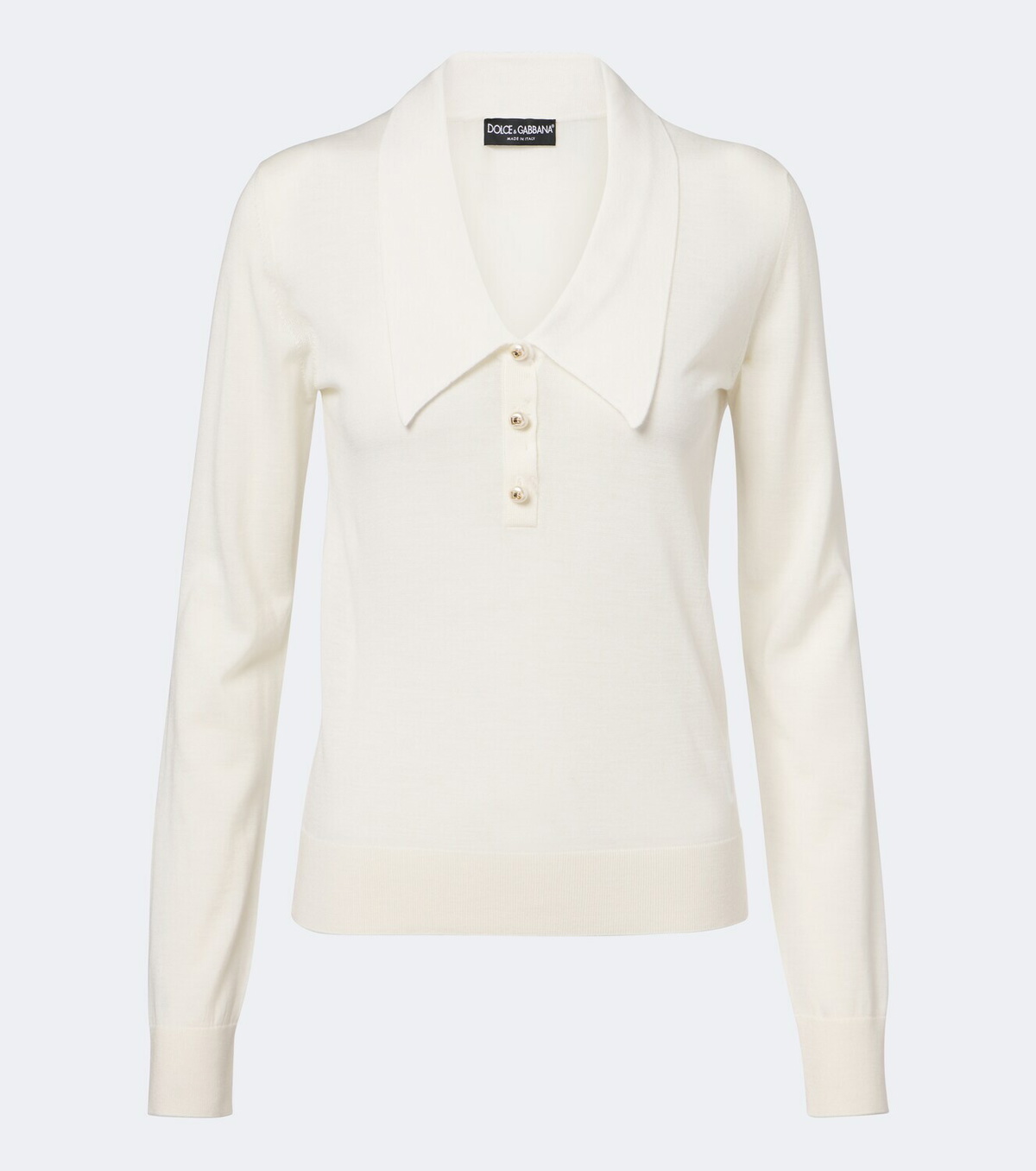 Dolce&Gabbana Embellished cashmere-blend polo sweater