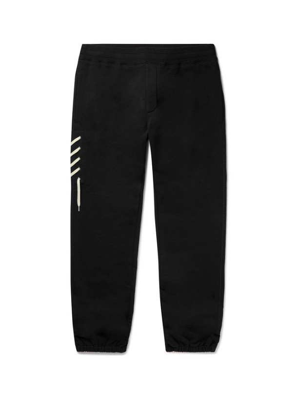 Photo: CRAIG GREEN - Tapered Lace-Detailed Cotton-Jersey Sweatpants - Black