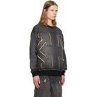 Off-White Gray Distress Arr Skate Crewneck Highlighted Sweatshirt